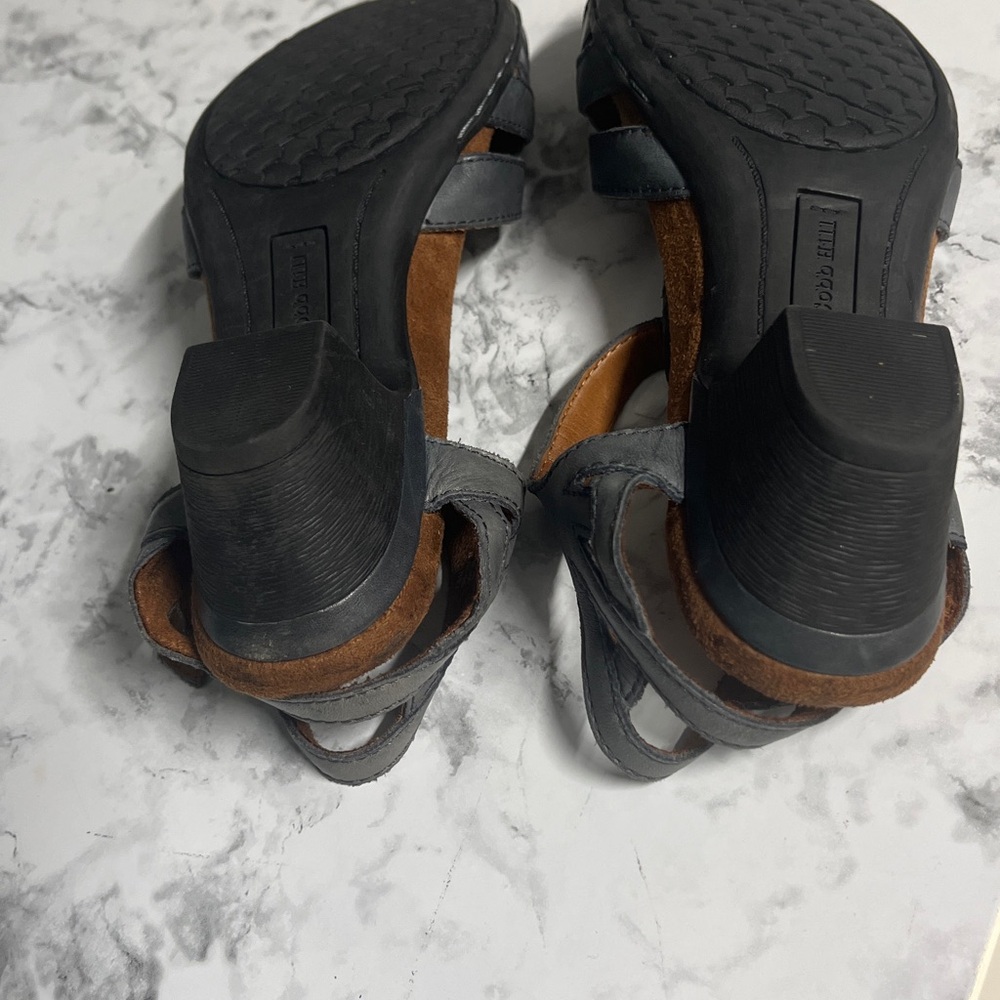 Chic slate Blue Leather Women's Sandals - Picture 5 of 6